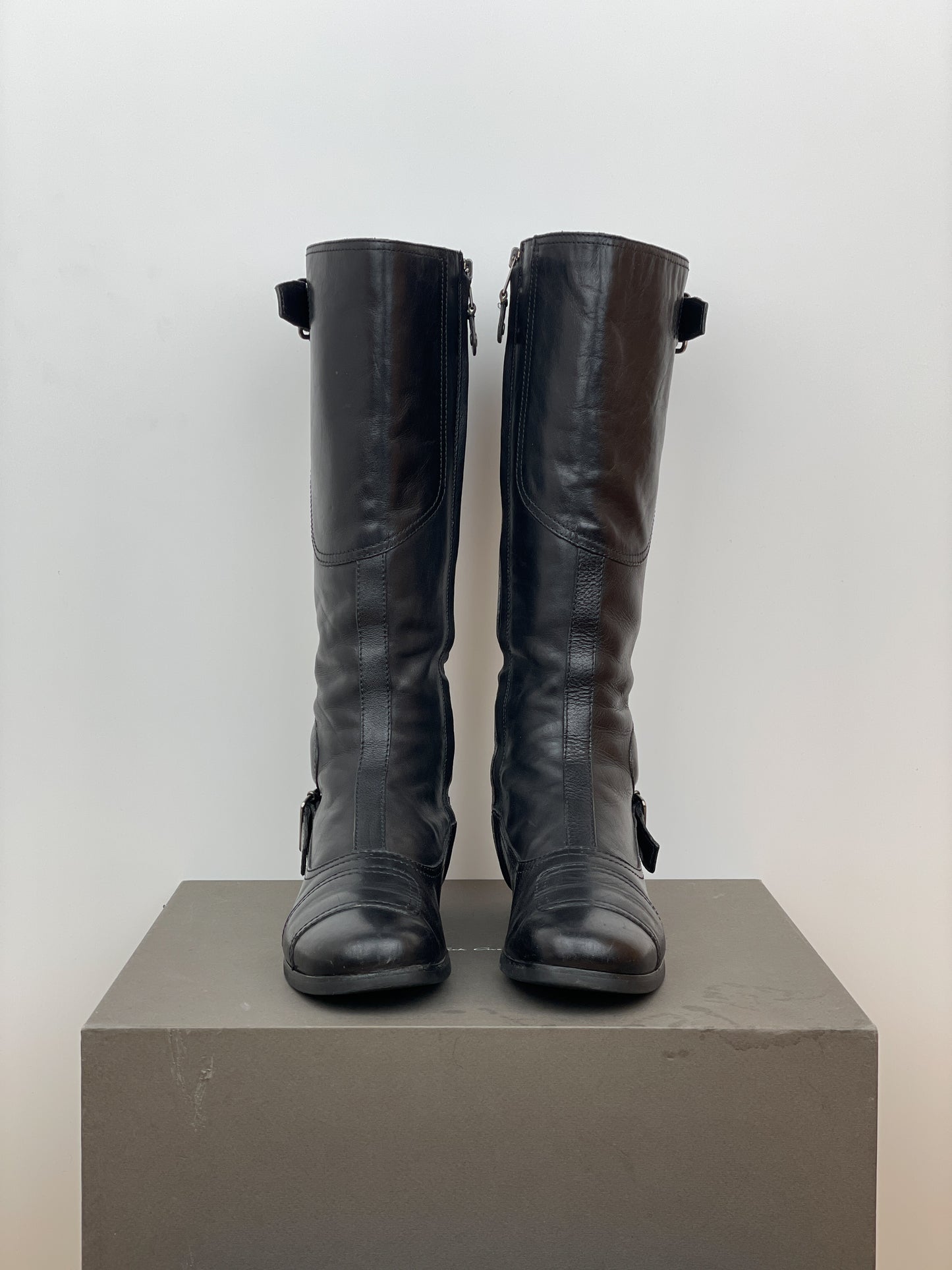 Miu Miu 2000s Knee-High Buckle Biker Boots