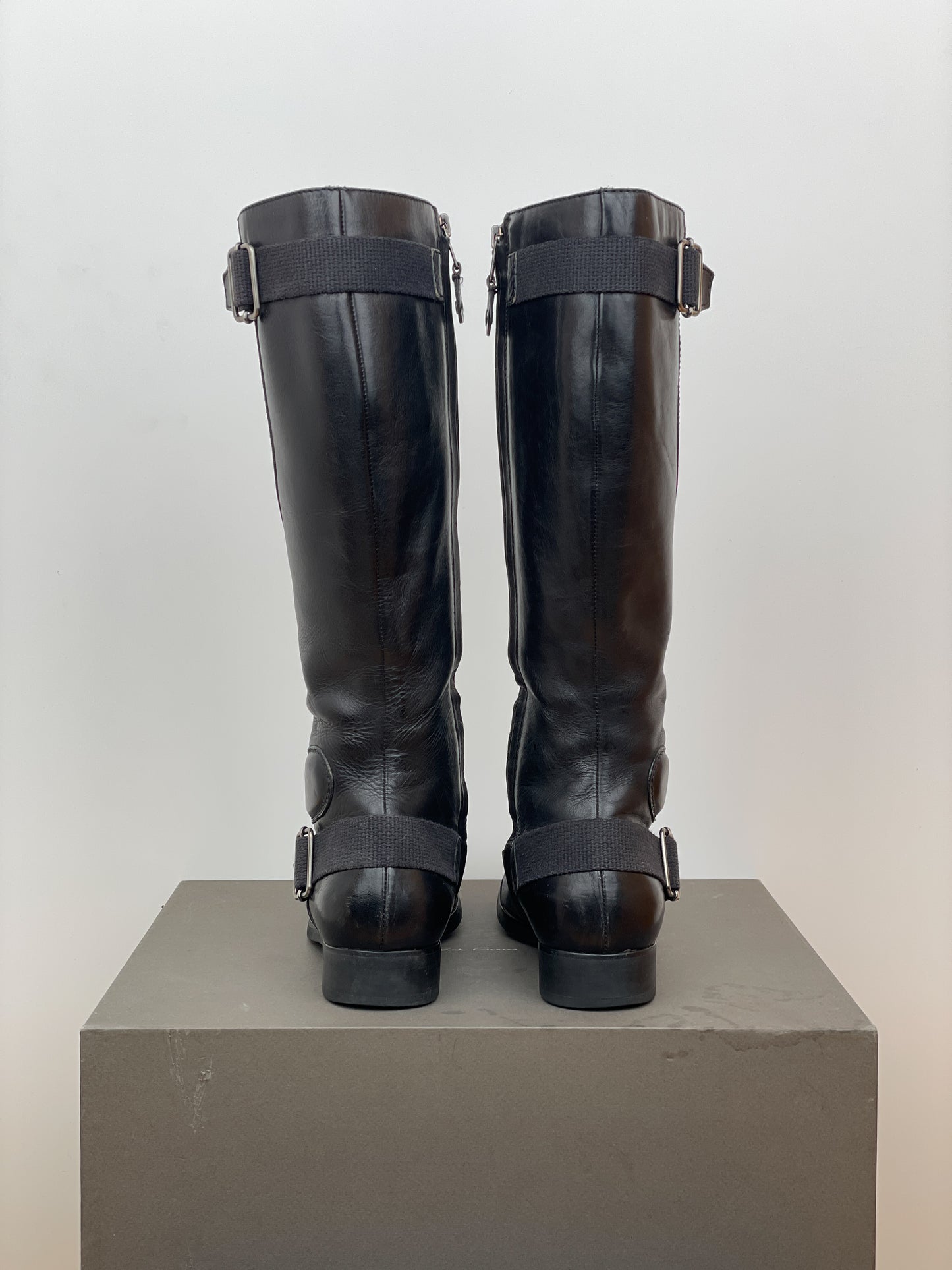 Miu Miu 2000s Knee-High Buckle Biker Boots