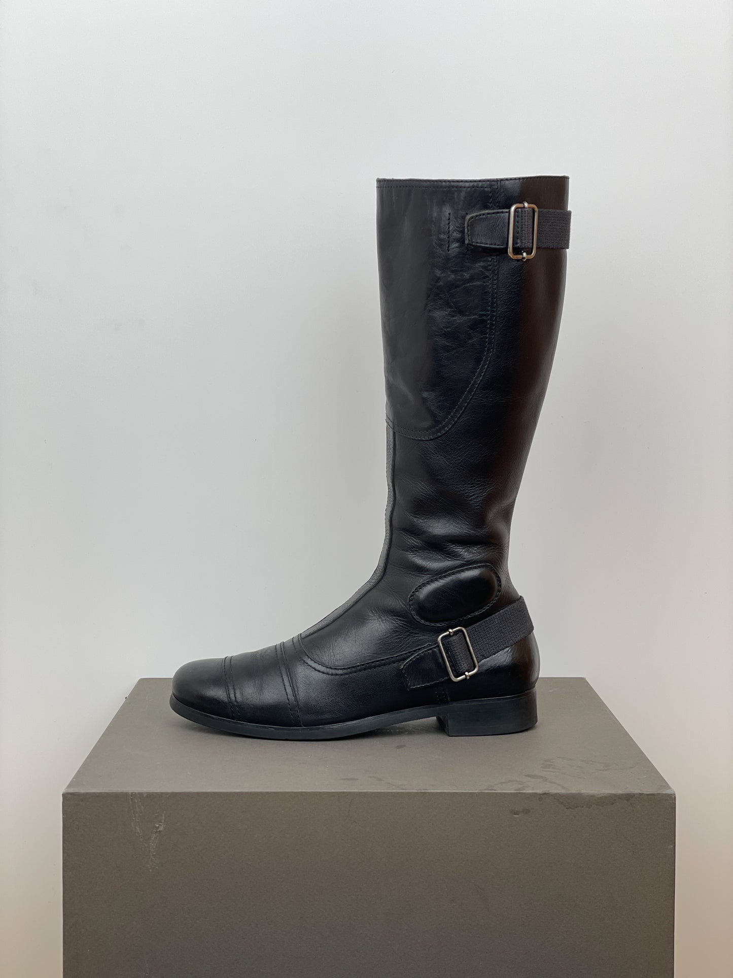 Miu Miu 2000s Knee-High Buckle Biker Boots