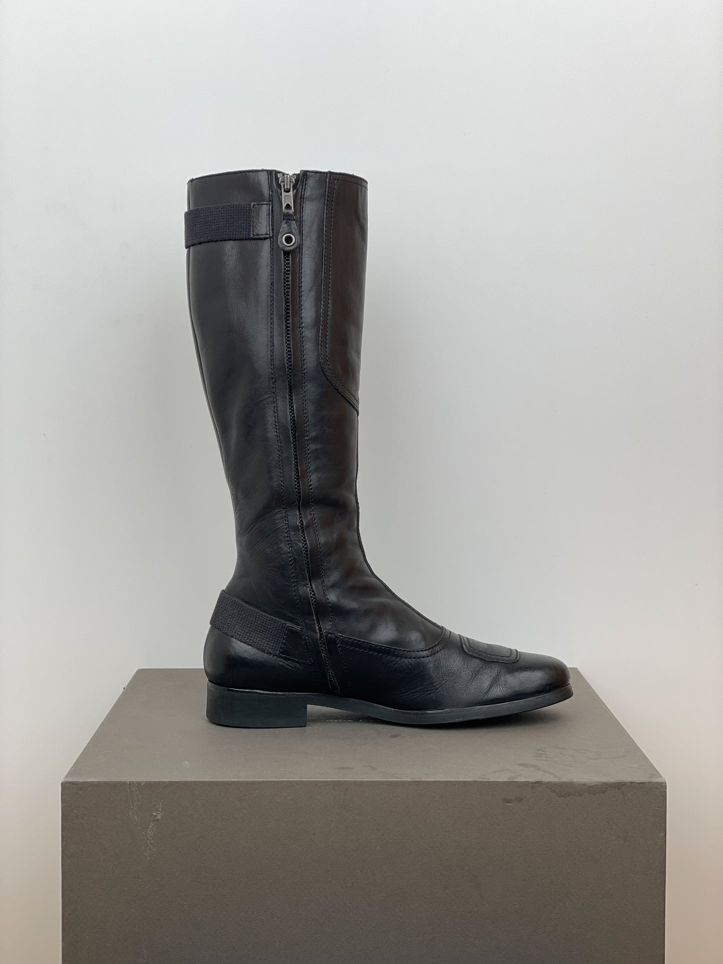 Miu Miu 2000s Knee-High Buckle Biker Boots