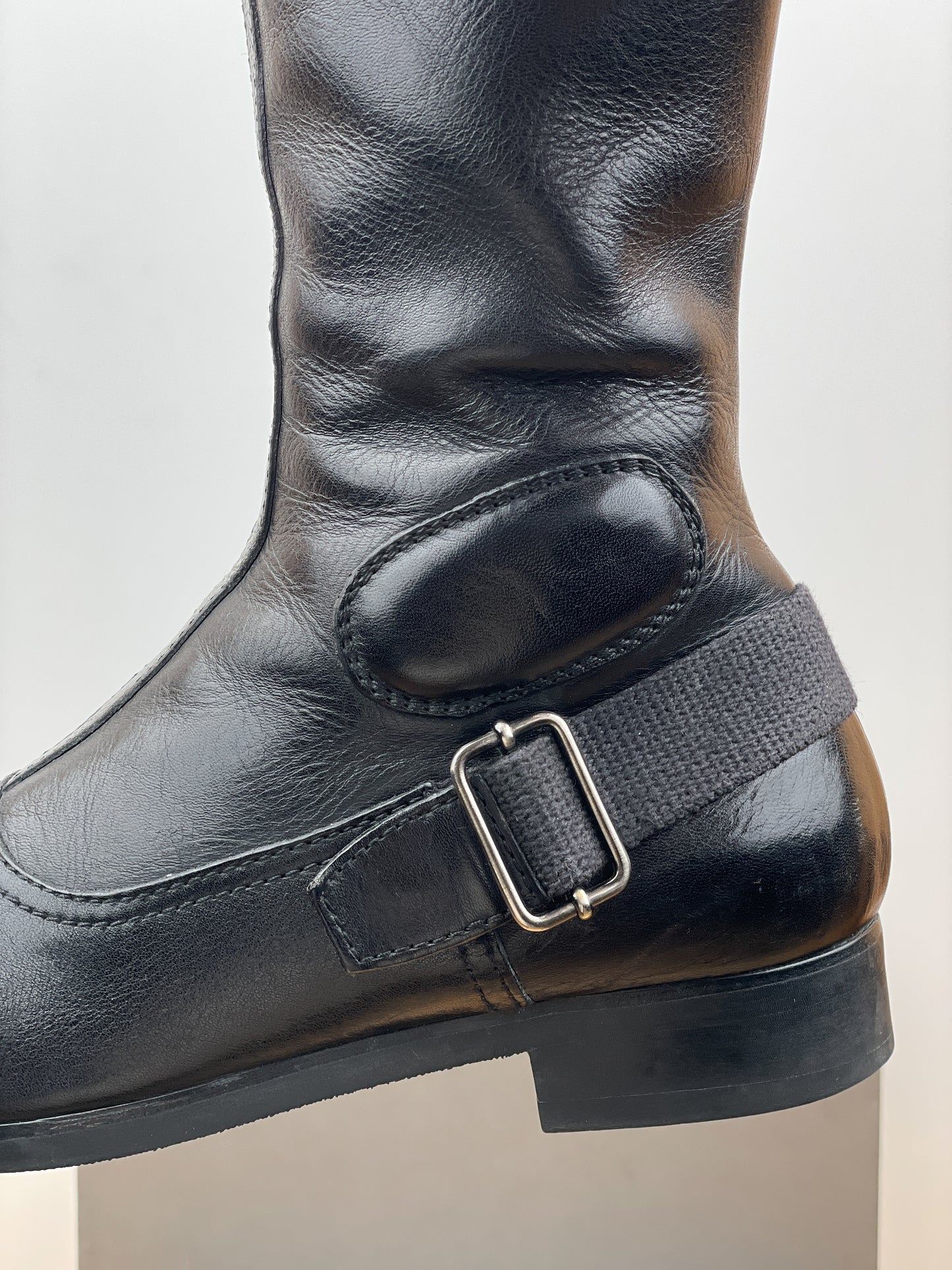 Miu Miu 2000s Knee-High Buckle Biker Boots