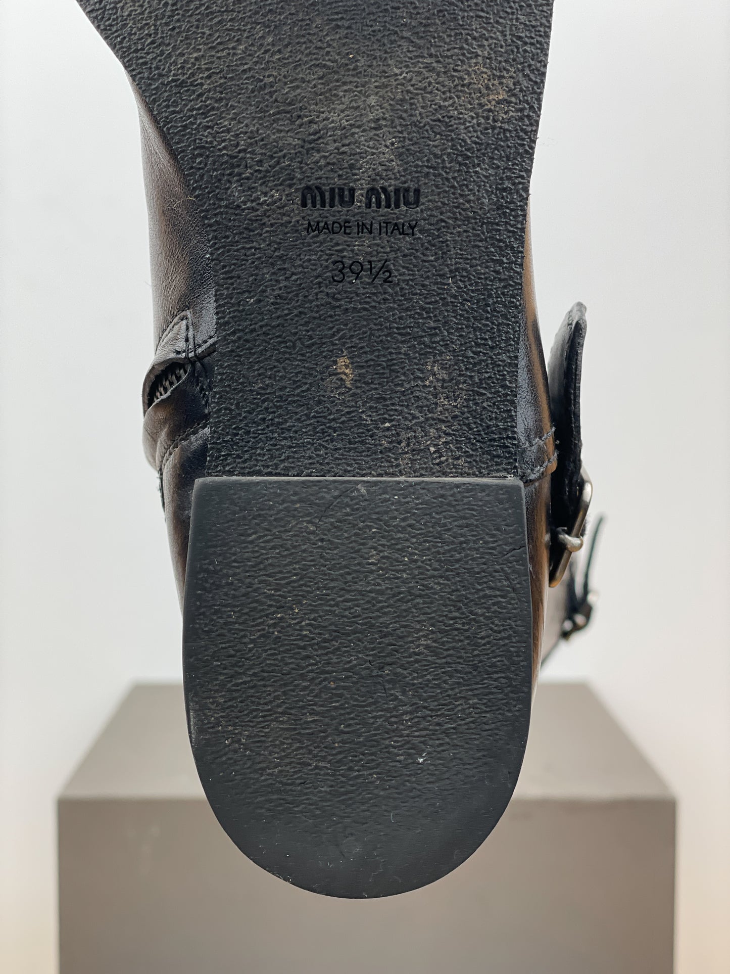 Miu Miu 2000s Knee-High Buckle Biker Boots