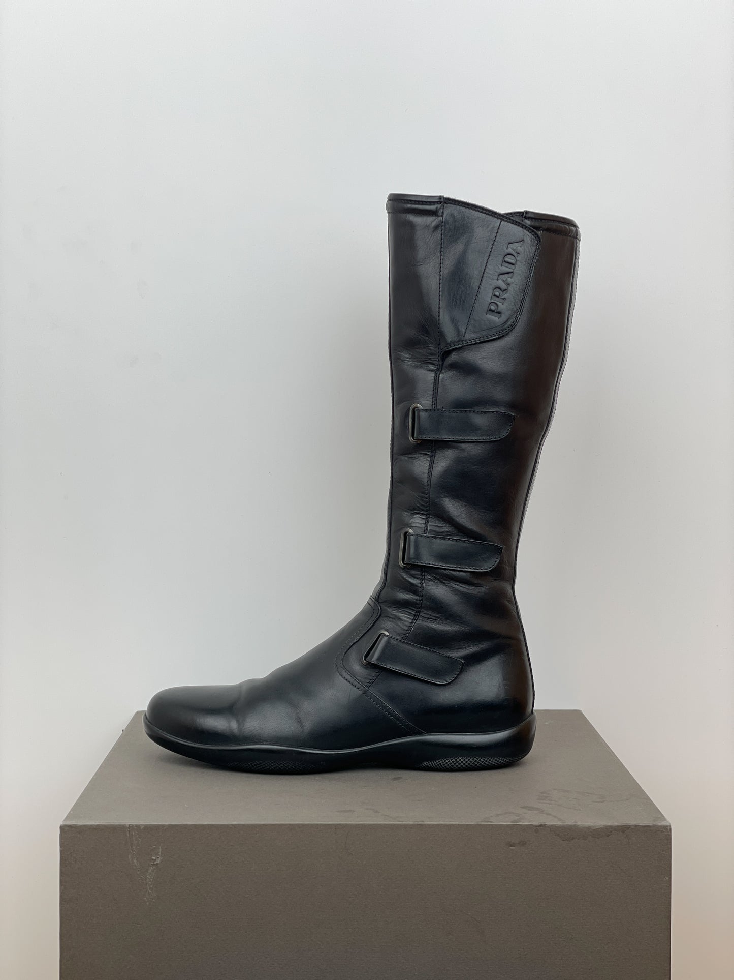 Prada AW99 Knee-High Linea Rossa Sports Biker Boots