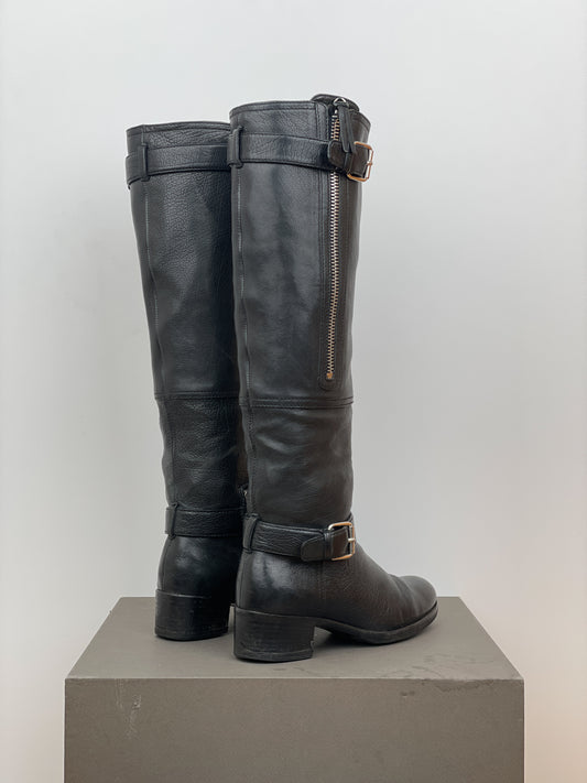Miu Miu 2000s Buckle Biker Riding Boots