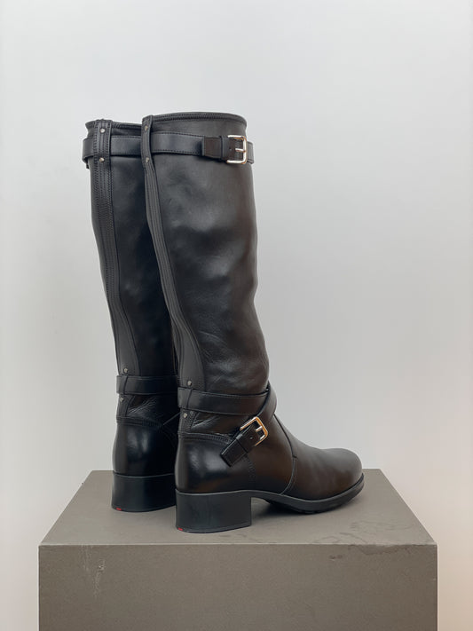 Prada 2000s Knee High Double-Buckle Riding Boots