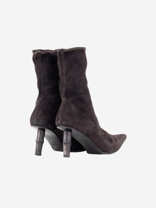 Gucci by Tom Ford SS02 Bamboo Heel Suede Ankle Boots – side view