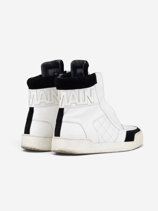 Balmain by Olivier Rousteing AW13 Quilted Leather High-Top Logo Sneakers – side view