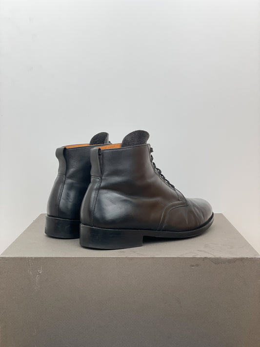 Helmut Lang 1990s Leather Combat Ankle Boots