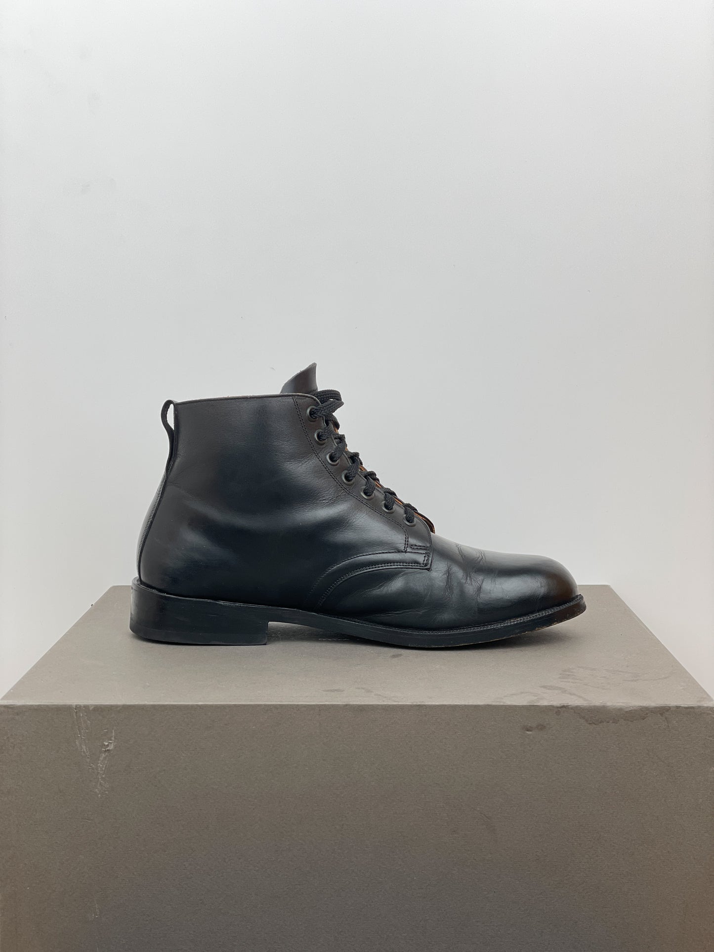 Helmut Lang 1990s Leather Combat Ankle Boots