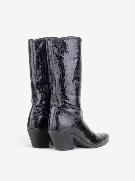 Prada 2000s Mid-Calf Crocodile Cowboy Boots – side view