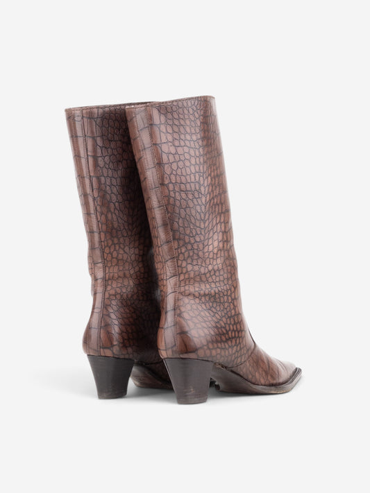 Prada 2000s Crocodile Print Cowboy Boots – side view