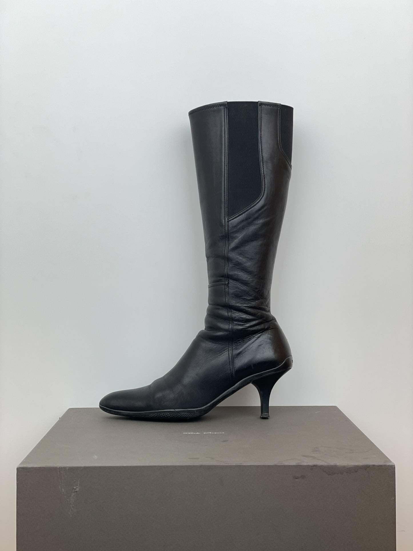 Prada 2000s Knee-High Sports Kitten Heel Boots