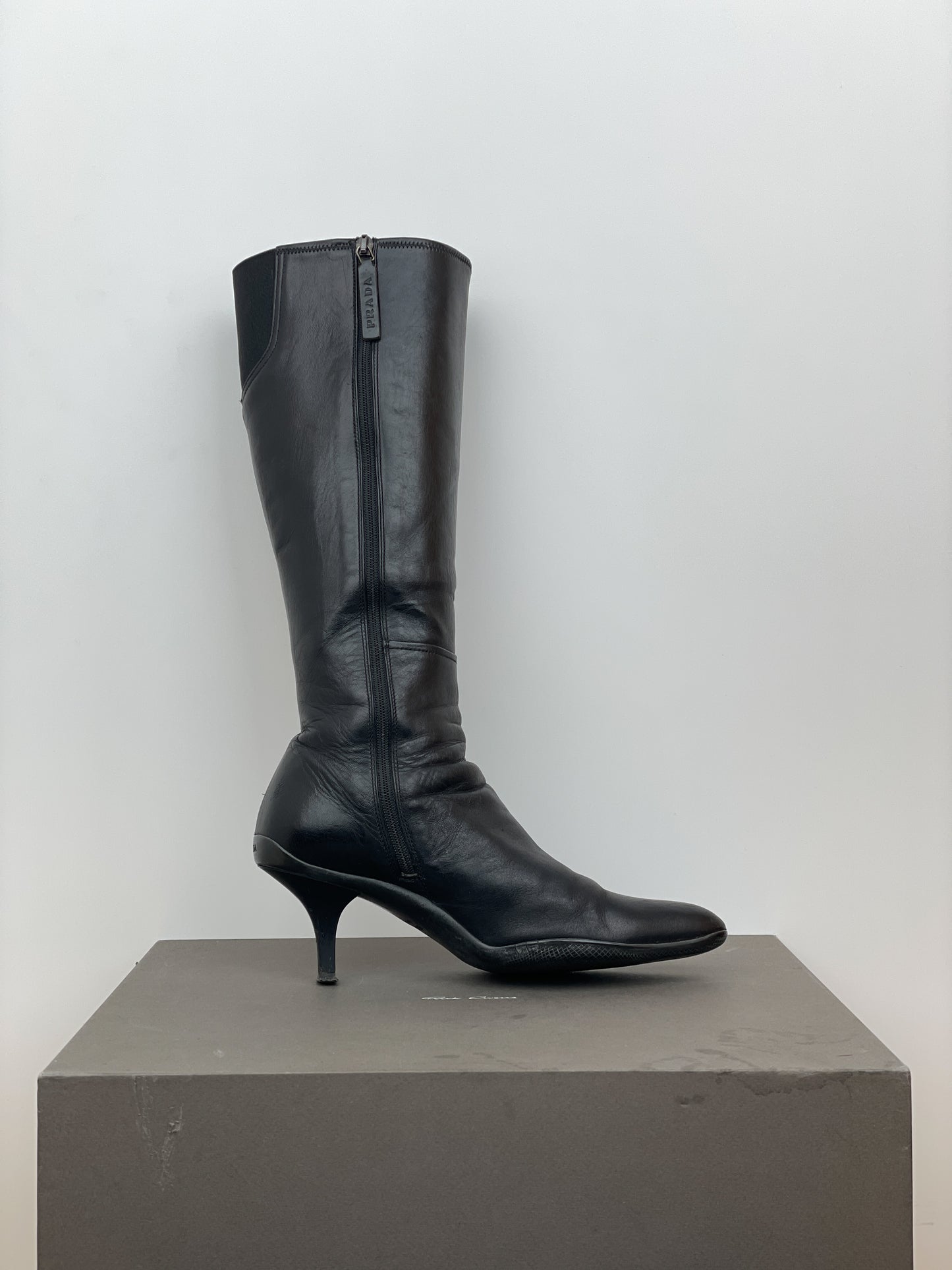 Prada 2000s Knee-High Sports Kitten Heel Boots