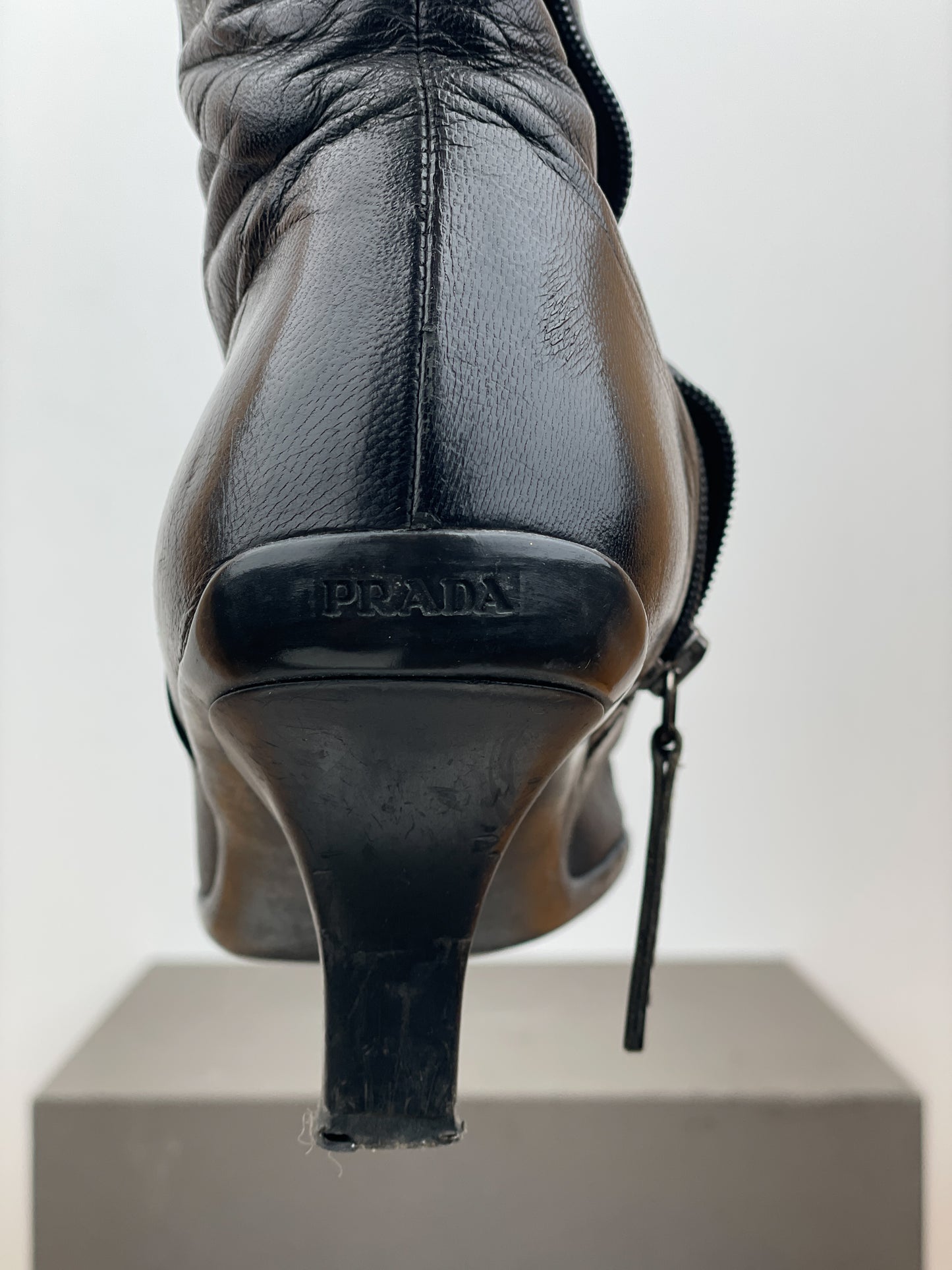 Prada 2000s Knee-High Sports Kitten Heel Boots