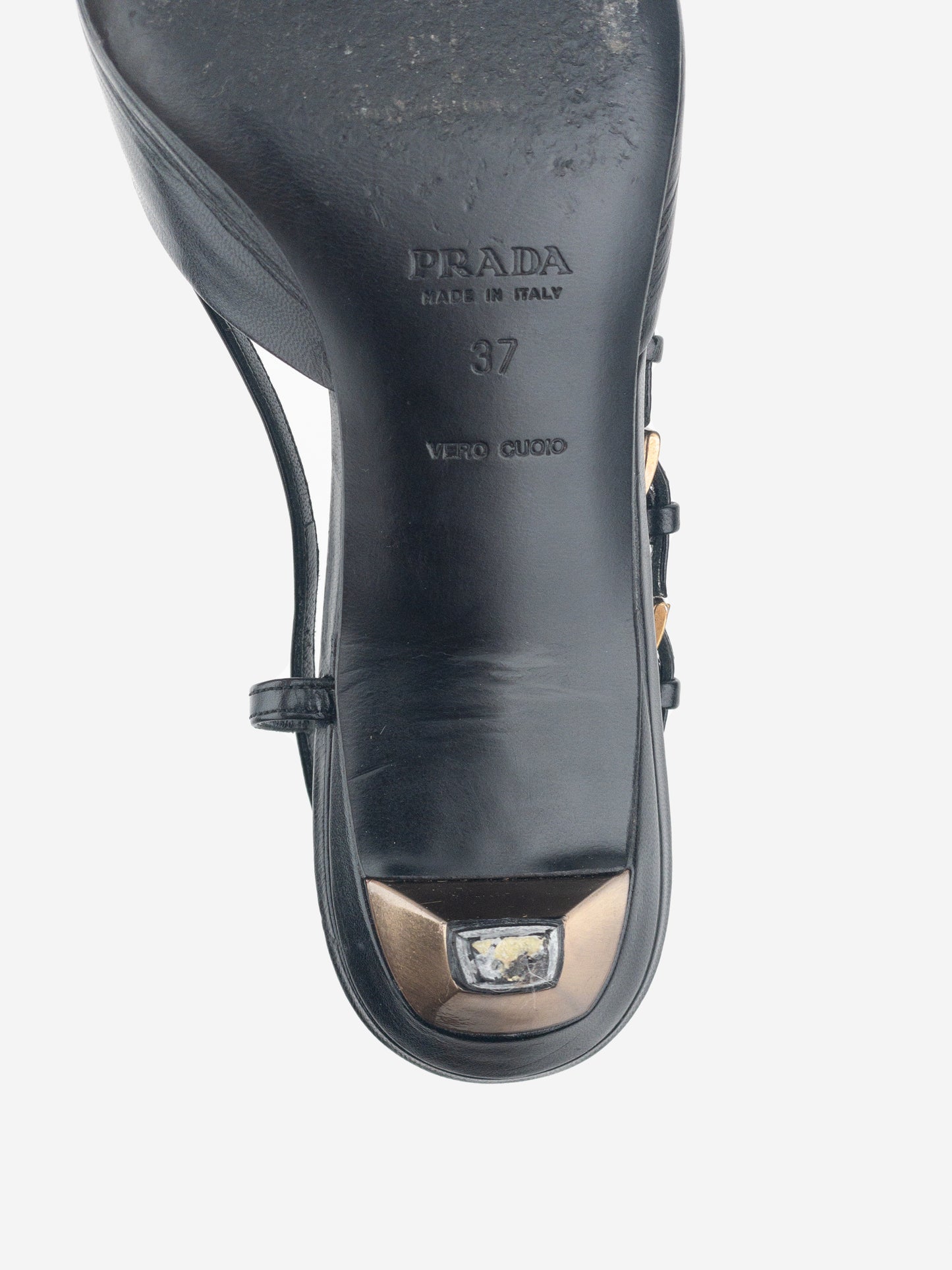 Prada 2000s Square Toe Multi-Buckle Slingback Kitten Heels