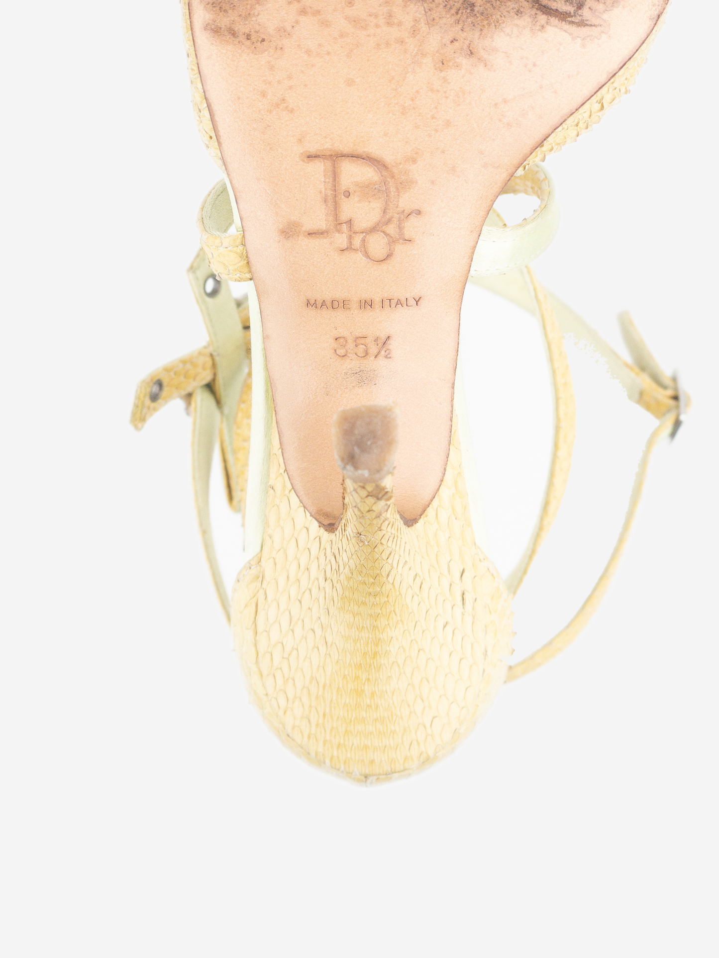 Dior by Galliano 2000s Rhinestone Bow Python Snakeskin Sandal Heels