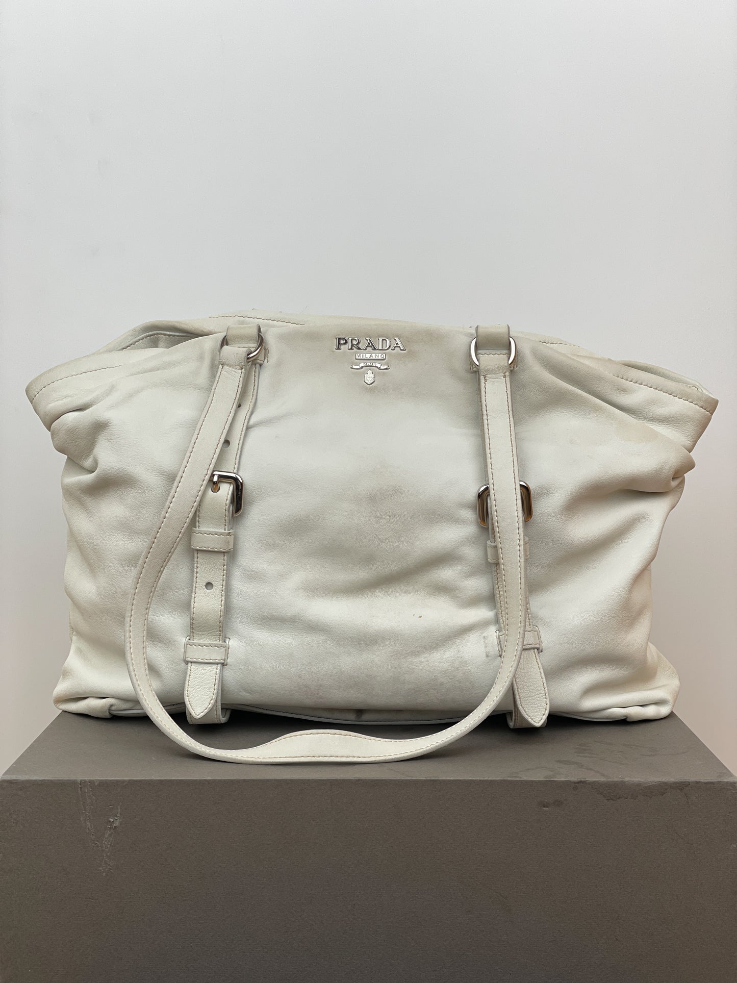 Prada 2000s Leather Shopper Tote Handbag