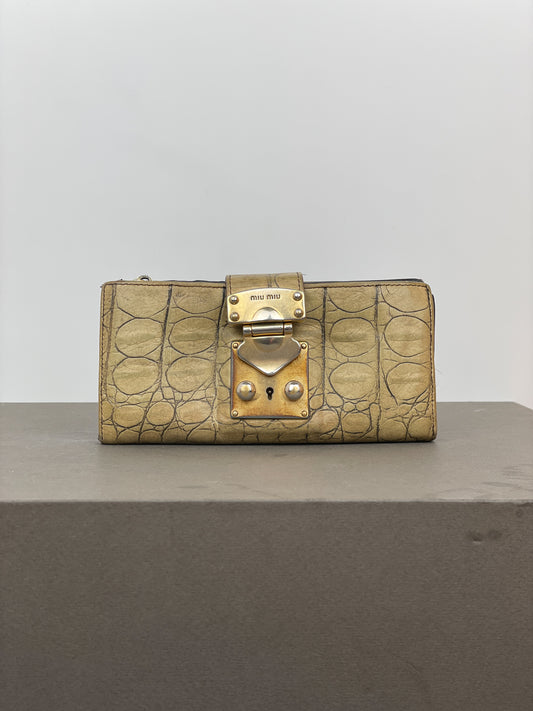 Miu Miu 2000s Crocodile Leather Purse Wallet