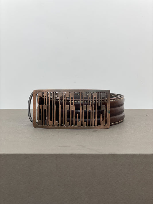 Jean Paul Gaultier Jeans 1990s Logo Buckle Leather Belt