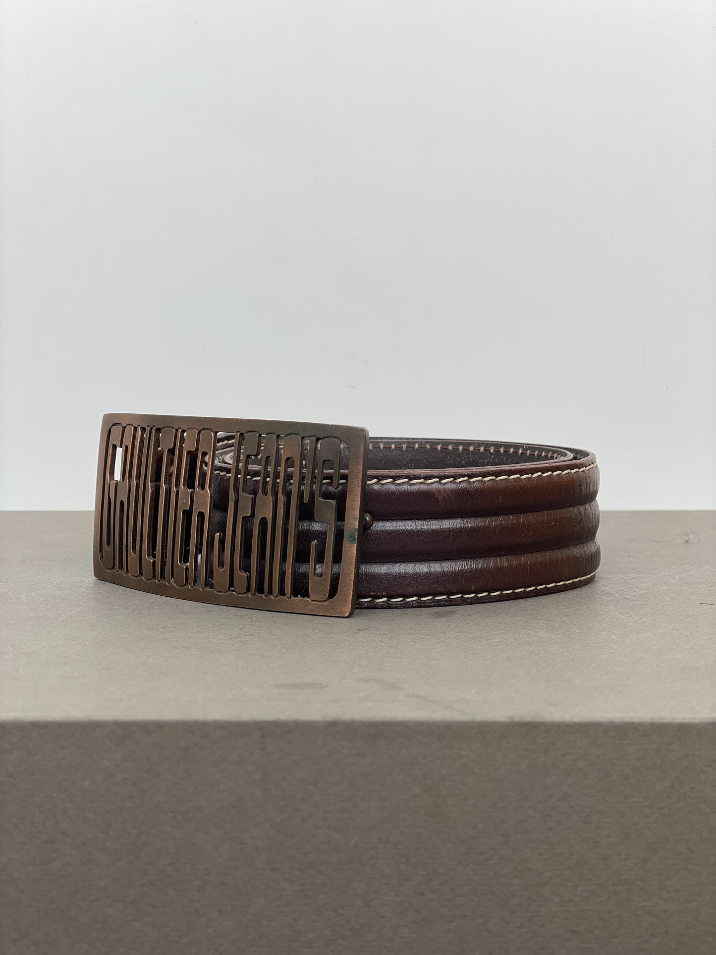 Jean Paul Gaultier Jeans 1990s Logo Buckle Leather Belt