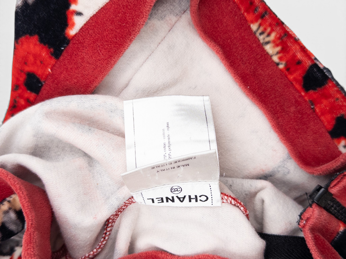 Chanel by Karl Lagerfeld SS09 Sports CC Logo Patchwork Print Zipper Jacket – care label