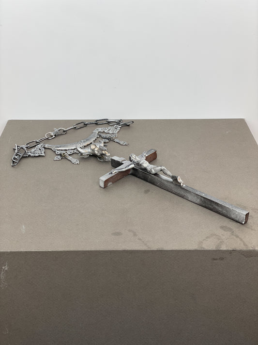 Jean Paul Gaultier AW94 Sample Oversized Cross Bullhead Necklace