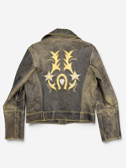 Roberto Cavalli AW01 ‘Angels’ Western Emboridery Perfecto Leather Biker Jacket – back view