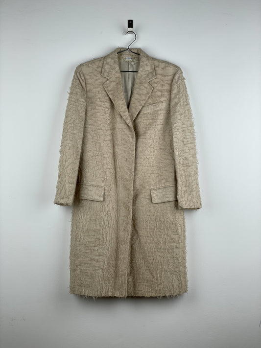 Helmut Lang 1990s Shaggy Fringe Chesterfield Coat