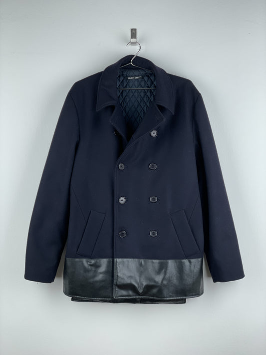 Helmut Lang AW97 Leather-Hem Pea Coat