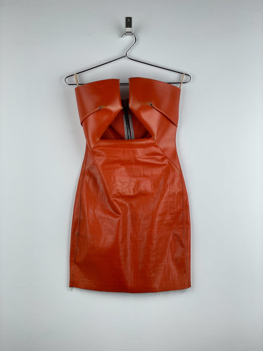 Rick Owens AW22 'Strobe' Coated Denim Prong Mini Dress