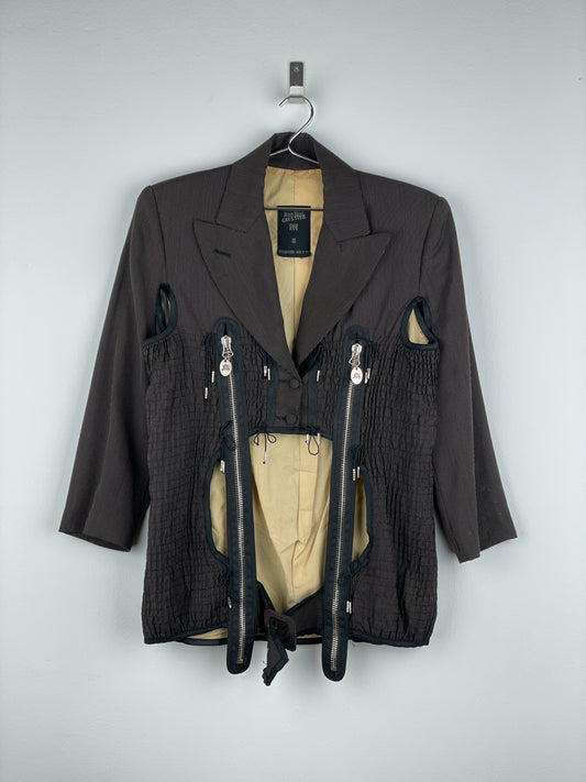 Jean Paul Gaultier AW89 ‘Femmes Entre Elles’ Deconstructed Bondage Multi-Zipper Blazer