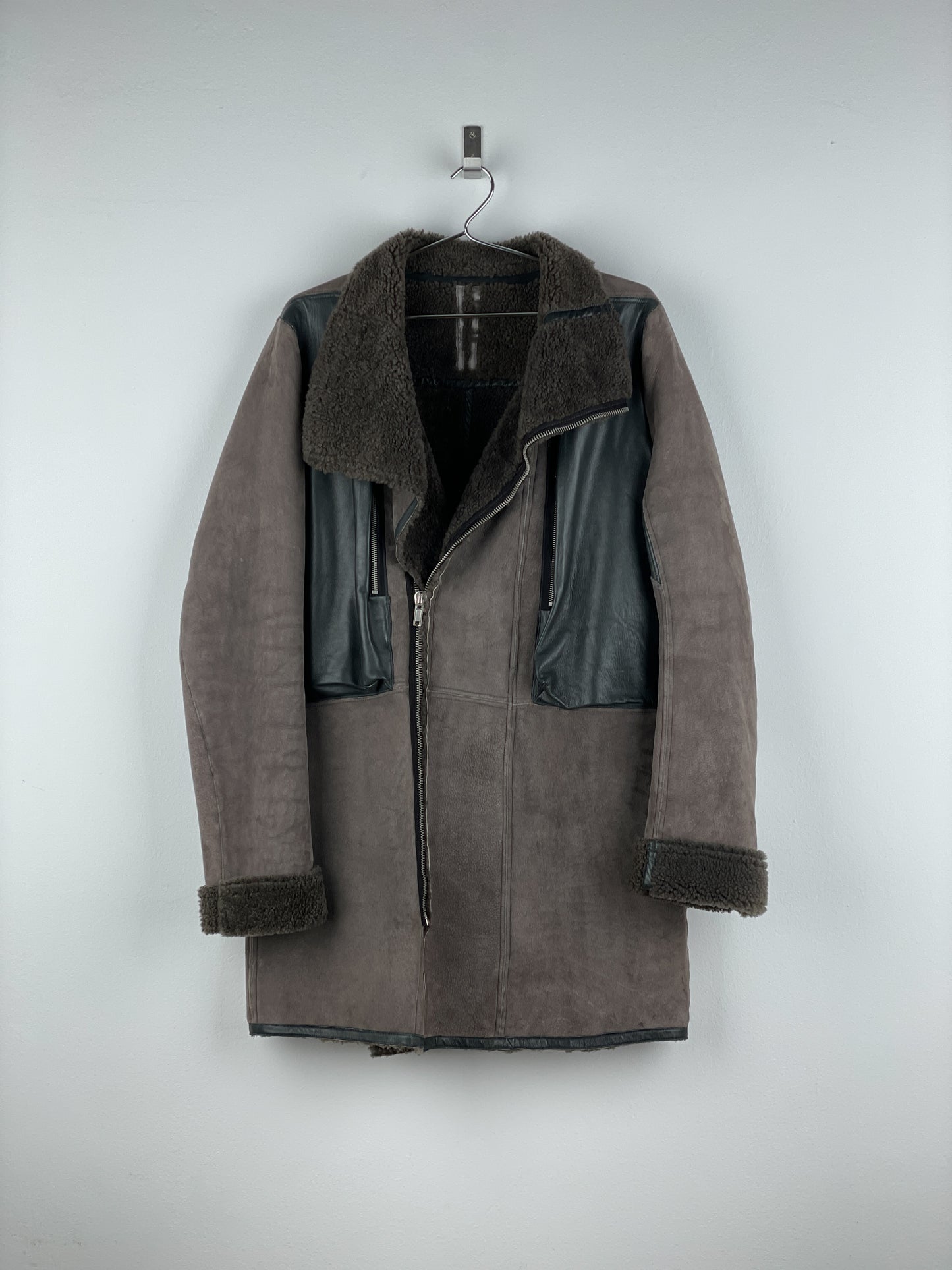 Rick Owens Sample Shearling Leather Coat