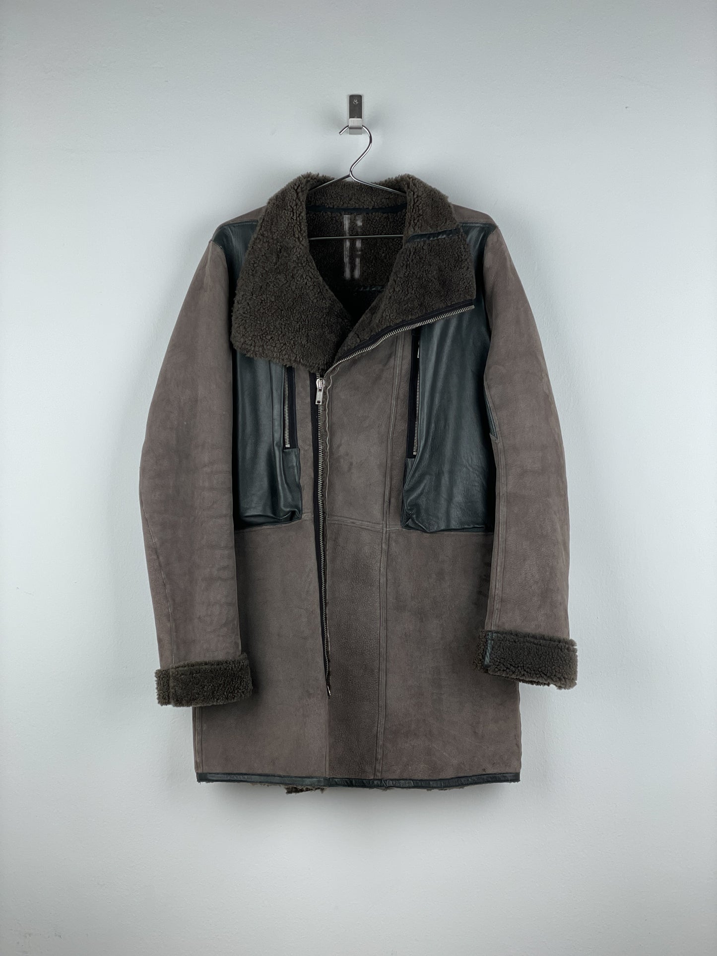 Rick Owens Sample Shearling Leather Coat