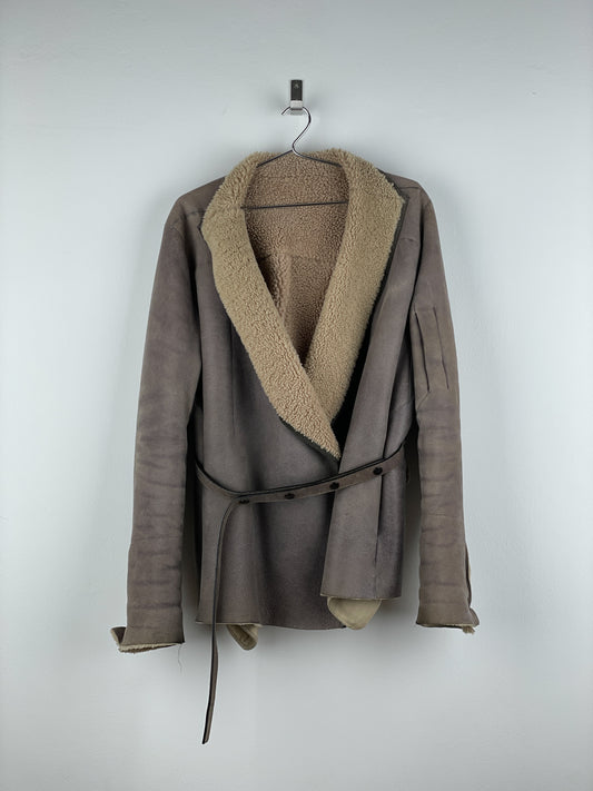 Rick Owens AW10 'Gleam' Belted Shearling Leather Jacket