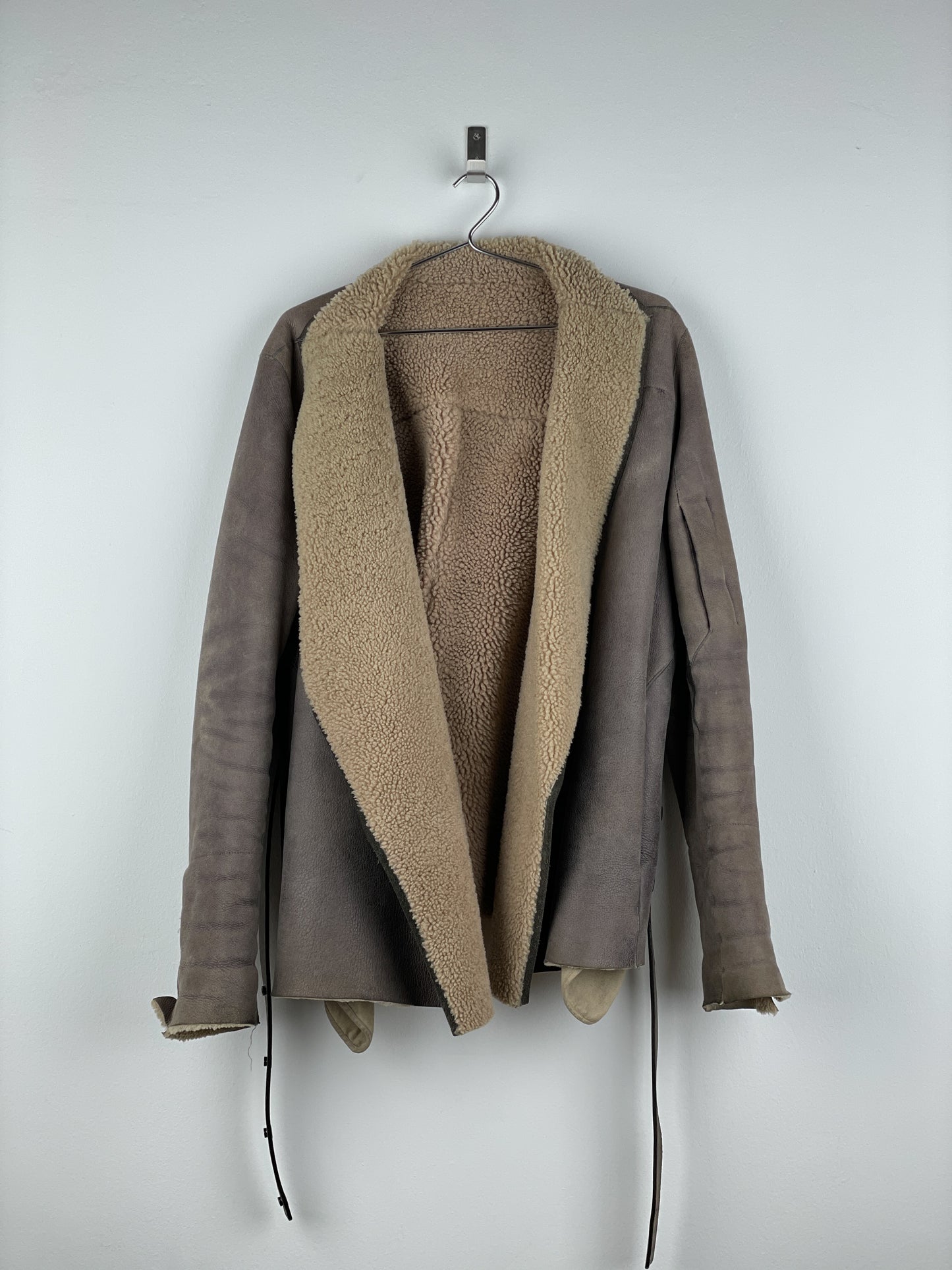 Rick Owens AW10 'Gleam' Belted Shearling Leather Jacket