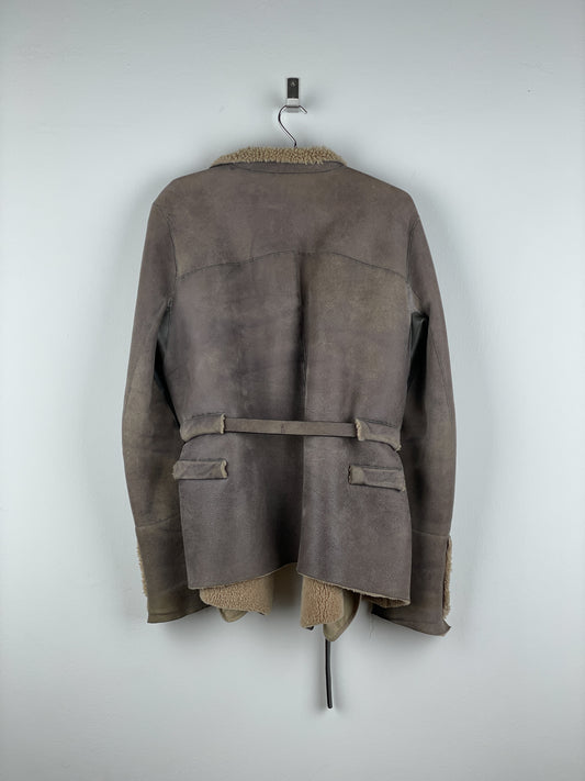 Rick Owens AW10 'Gleam' Belted Shearling Leather Jacket