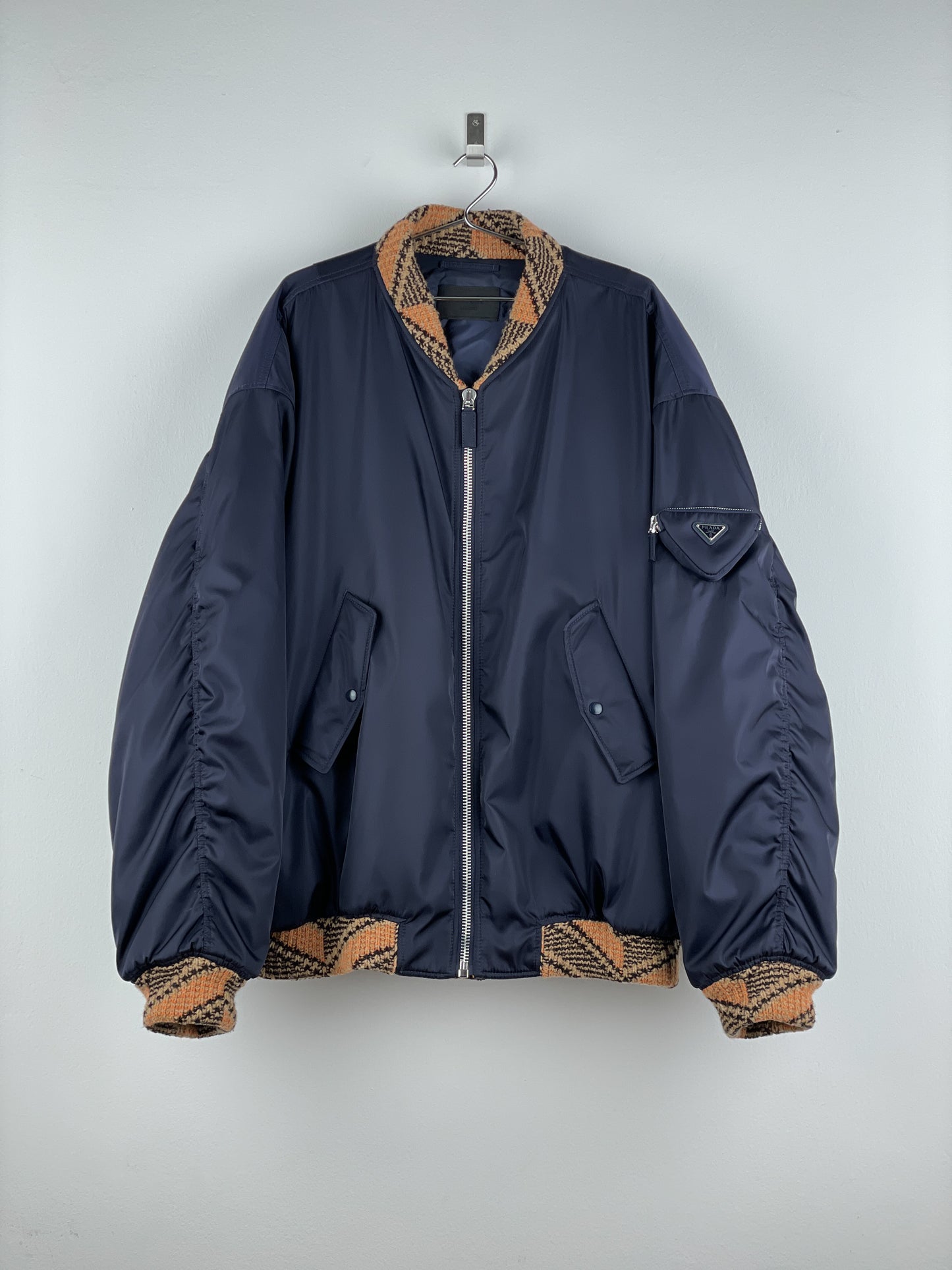 Prada AW21 Oversized Knit MA-1 Bomber Jacket
