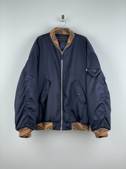 Prada AW21 Oversized Knit MA-1 Bomber Jacket