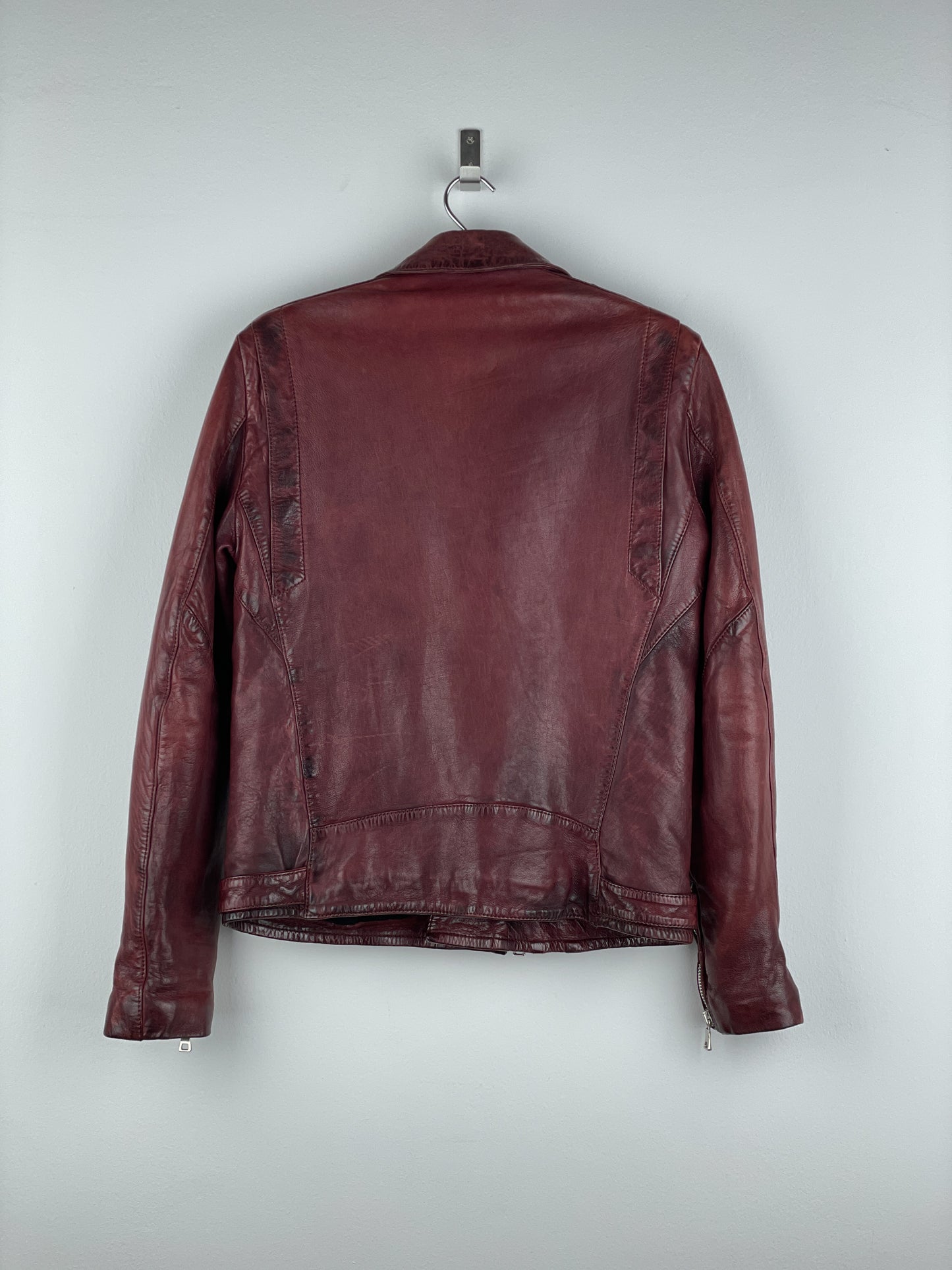 Balmain AW13 Decarnin Oxblood Biker Leather Jacket