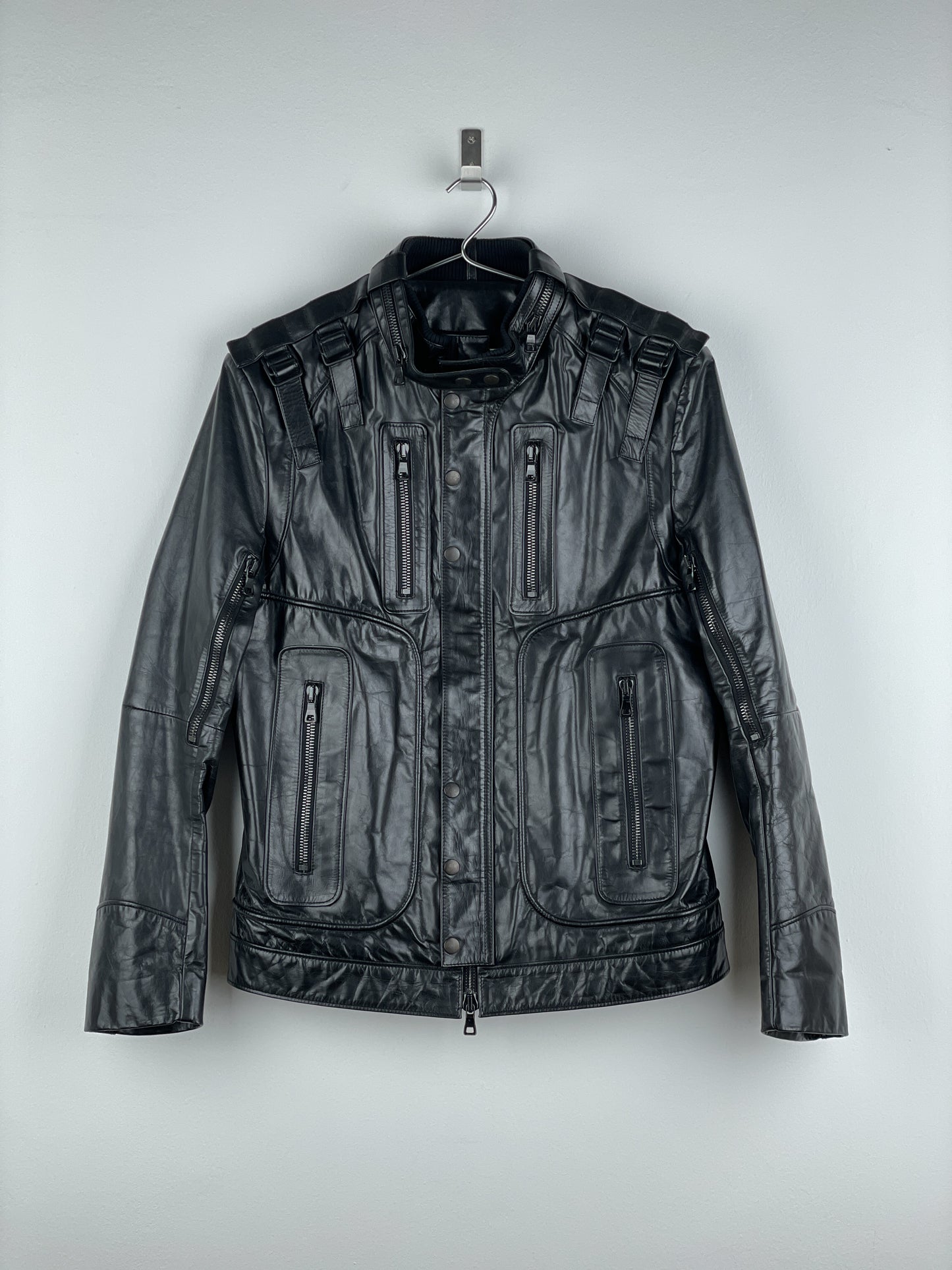 Balmain SS10 Decarnin Bondage Strap Militant Leather Jacket