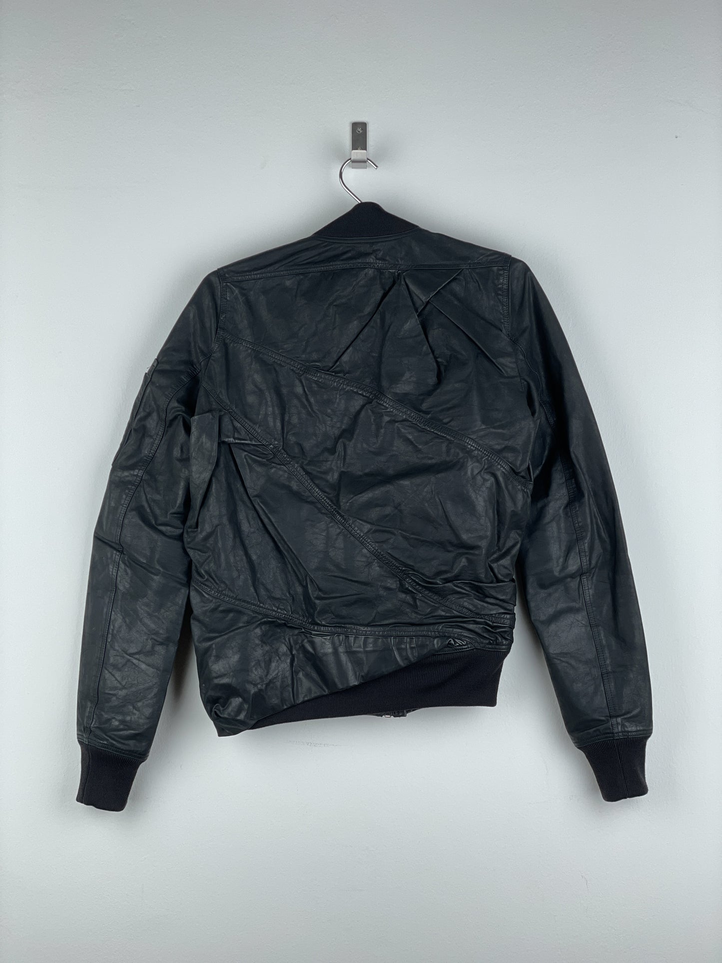 Rick Owens SS16 'Cyclops' Draped Ripple Leather Bomber Jacket