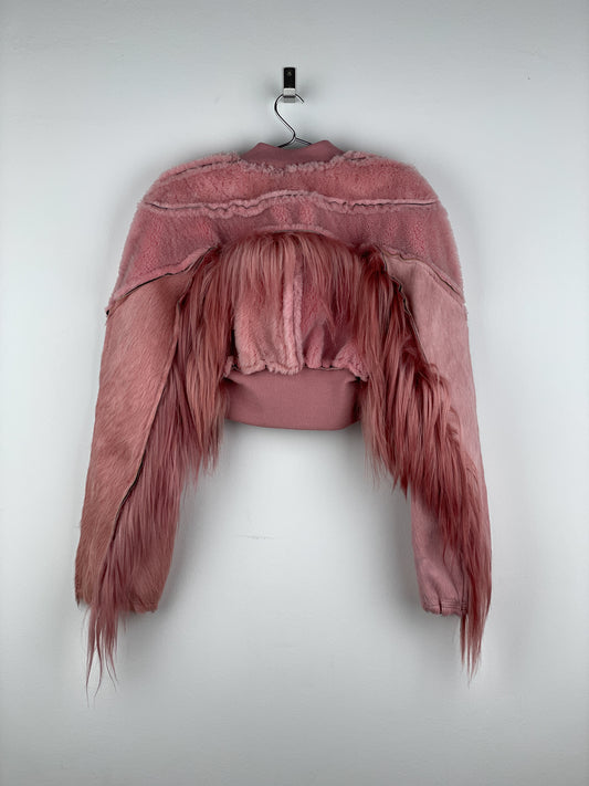 Rick Owens AW22 'Strobe' Cropped Collage Pony Hair Fur Bomber Jacket