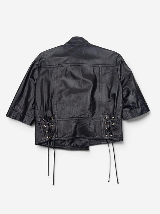 Gucci by Frida Giannini SS08 Short Sleeve Napoleon Leather Jacket – lacing detail