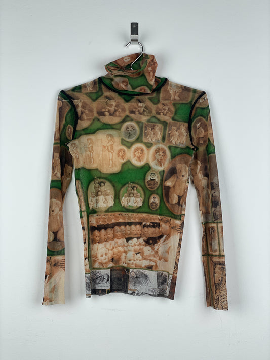 Jean Paul Gaultier 1990s Doll/Teddy Museum Turtleneck Mesh Longsleeve
