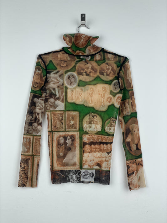Jean Paul Gaultier 1990s Doll/Teddy Museum Turtleneck Mesh Longsleeve