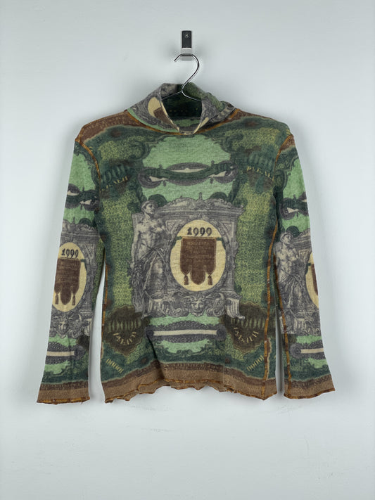 Jean Paul Gaultier SS94 'Les Tatouages' Banknote Turtleneck Sweater