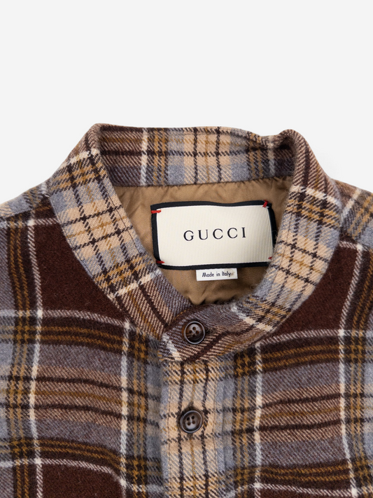 Gucci by Alessandro Michelle Plaid Flannel Button-Up Shirt – collar detail