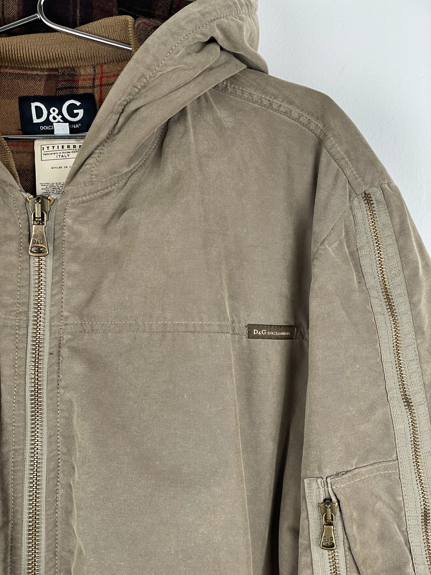 Dolce & Gabbana AW03 Hooded Zip-Sleeve Backzip Bomber Jacket