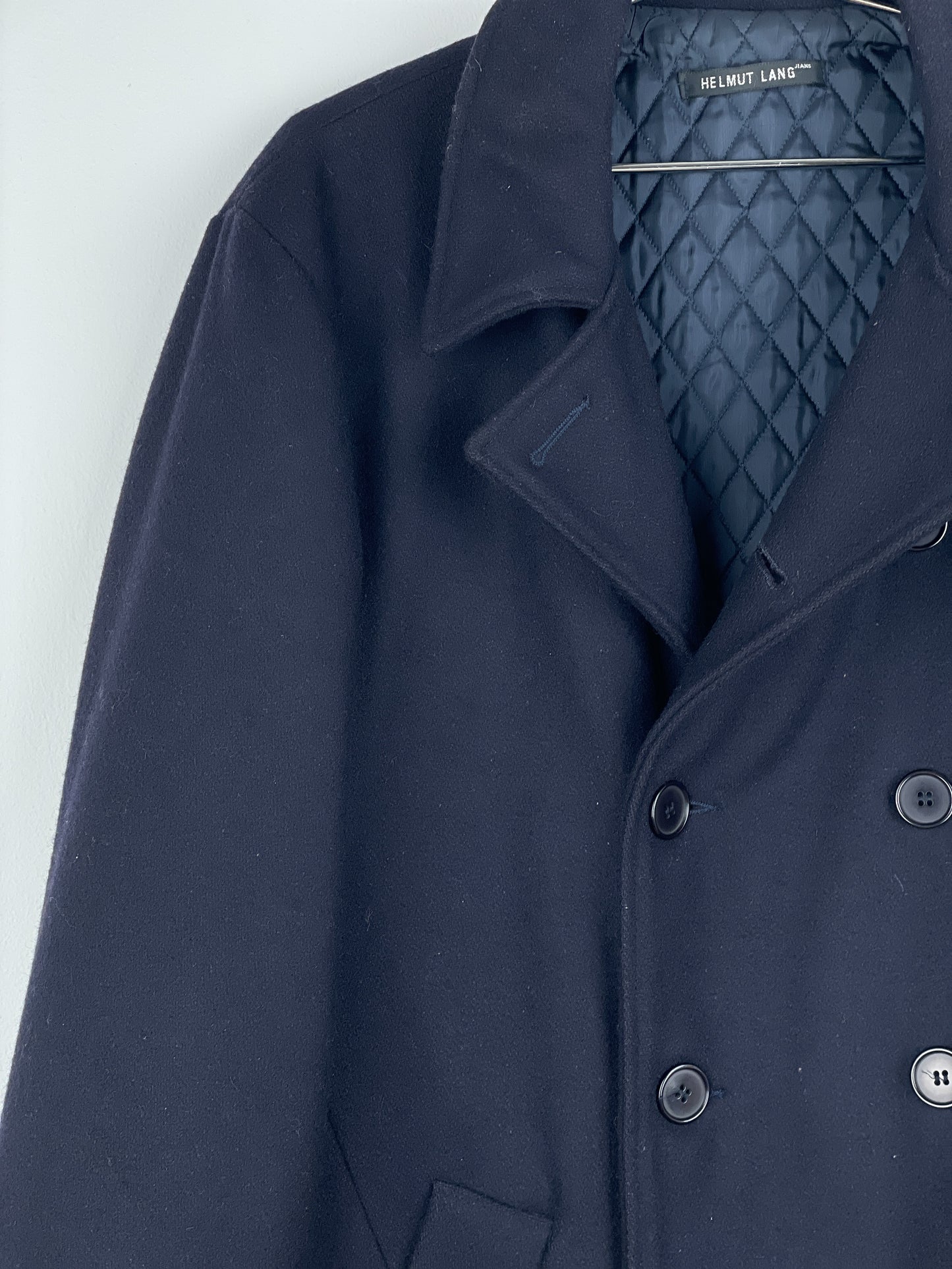 Helmut Lang AW97 Leather-Hem Pea Coat