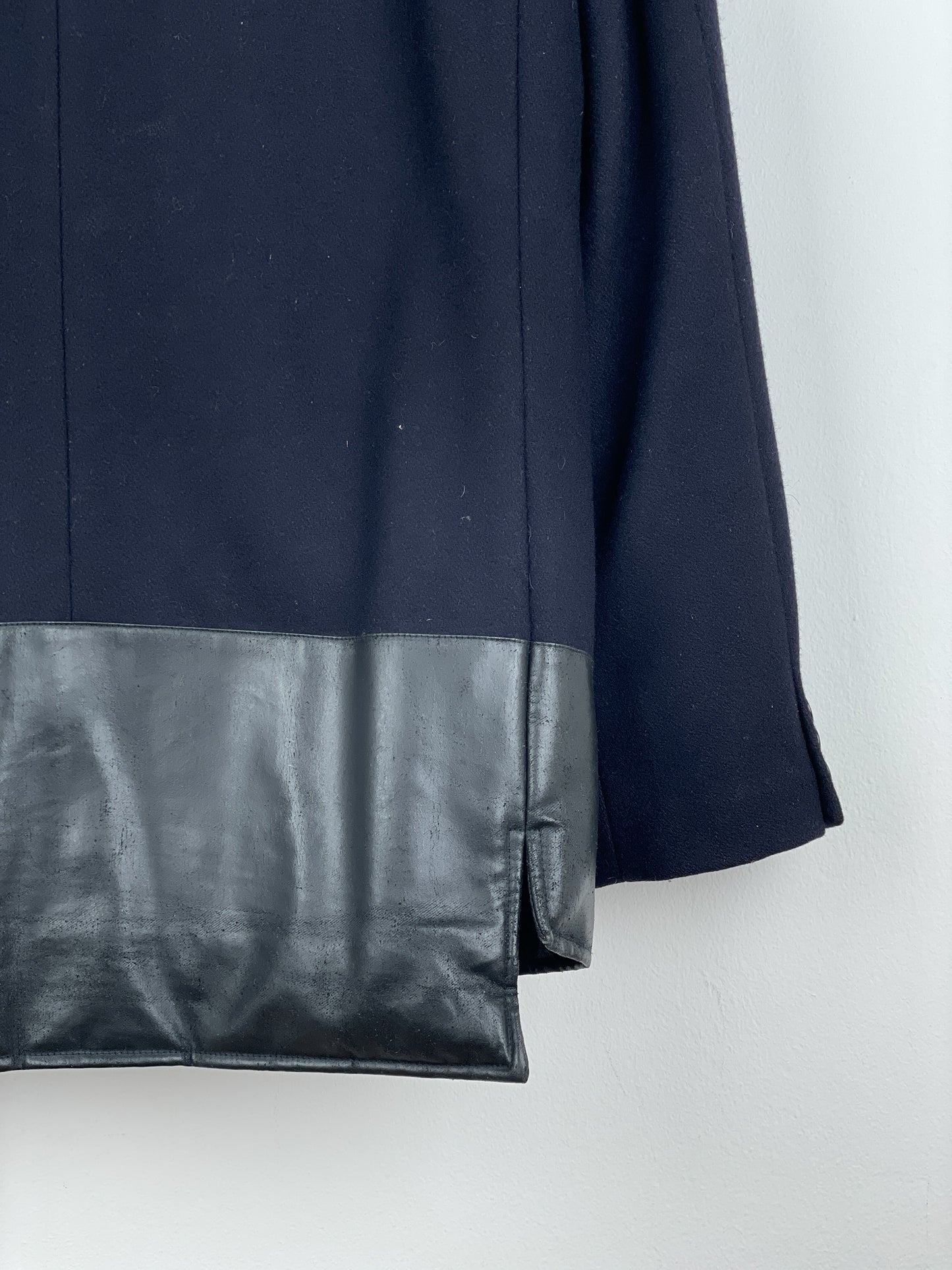 Helmut Lang AW97 Leather-Hem Pea Coat